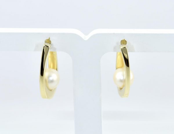 Perl Ohrstecker Ohrhänger 585/000 14 K Gelbgold Englischer Verschluss