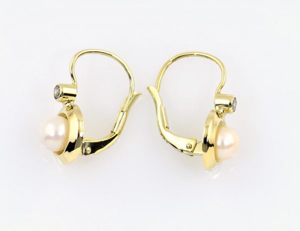 Ohrringe Akoyaperle Ohrhänger 585/000 14 K Gelbgold Zirkonia