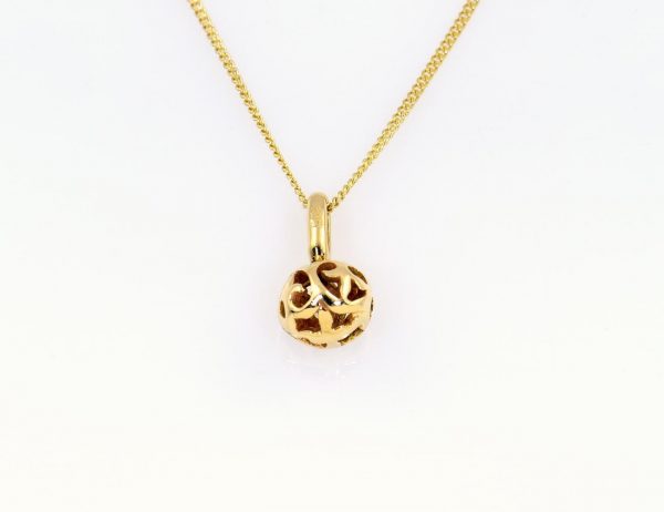 Kugel Anhänger mit Kette 585/000 14 K Gelbgold 47 cm