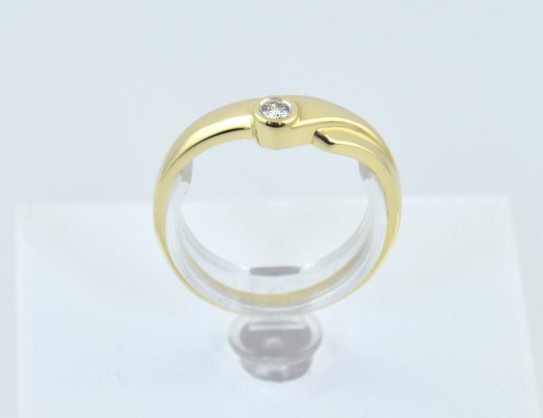 Diamond Ring 585/000 14K Yellow Gold, 1 Brilliant-Cut Diamond, 0.05 ct