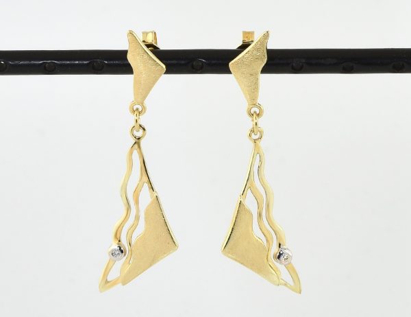 Ohrstecker Ohrhänger 333/000 8 K Gelbgold 2 Diamanten zus. 0,02 ct