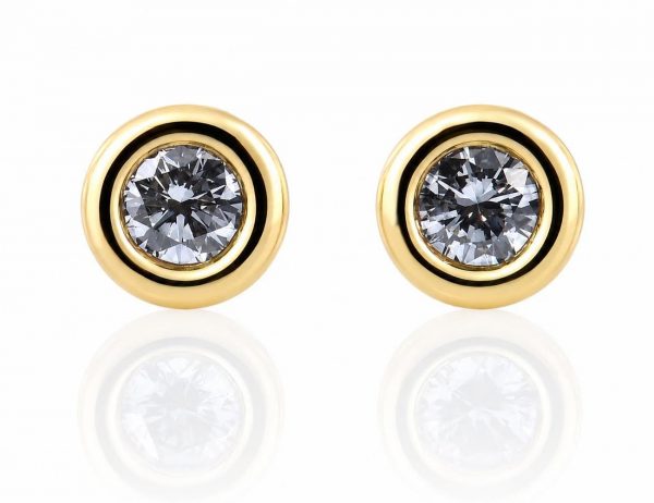 Solitär Brillant Ohrstecker Ohrringe 585 14 K Gelbgold, 2 Diamanten zus. 0,18 ct