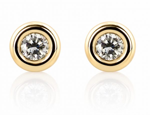 Solitär Brillant Ohrstecker Ohrringe 585 14 K Gelbgold, 2 Diamanten zus. 0,20 ct