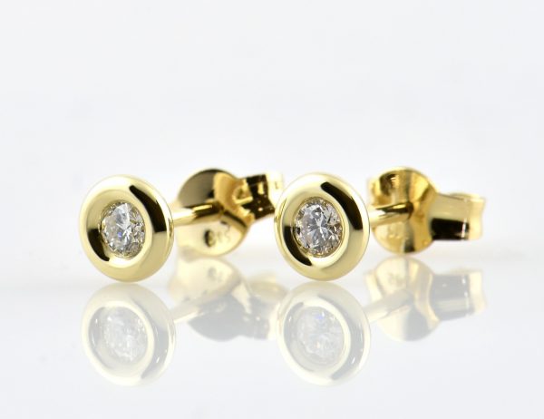 Solitär Brillant Ohrstecker Ohrringe 585 14 K Gelbgold, 2 Diamanten zus. 0,20 ct