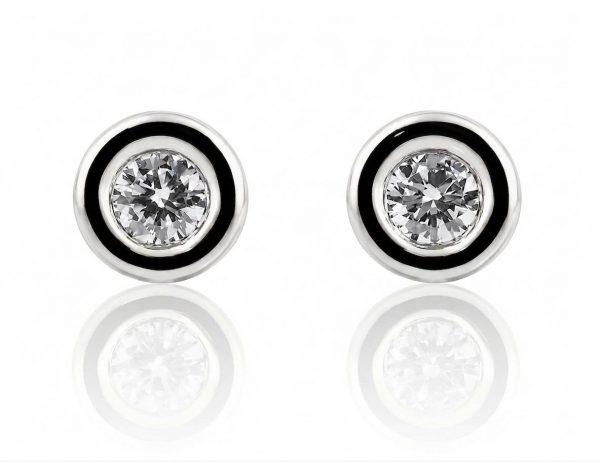 Solitär Brillant Ohrstecker Ohrringe 585 14 K Weißgold, 2 Diamanten zus. 0,17 ct