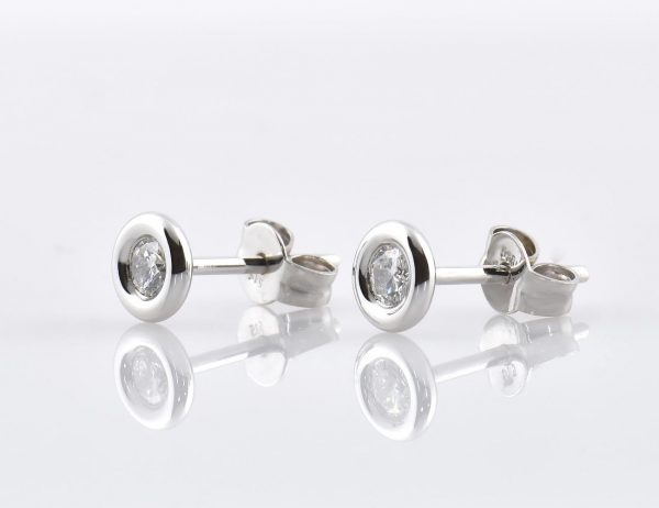 Solitär Brillant Ohrstecker Ohrringe 585 14 K Weißgold, 2 Diamanten zus. 0,20 ct