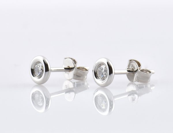 Solitär Brillant Ohrstecker Ohrringe 585 14 K Weißgold, 2 Diamanten zus. 0,23 ct