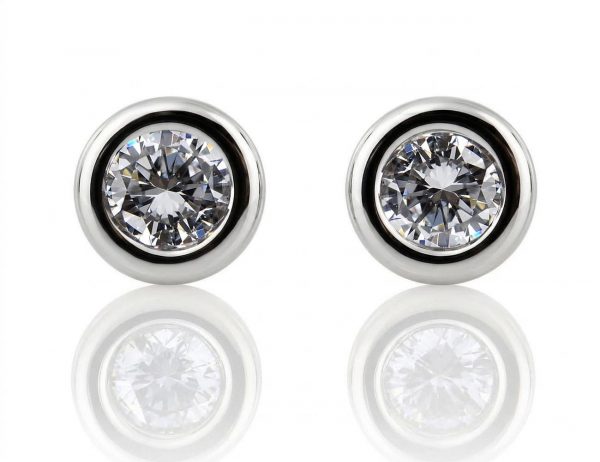 Solitär Brillant Ohrstecker Ohrringe 585 14 K Weißgold, 2 Diamanten zus. 0,18 ct