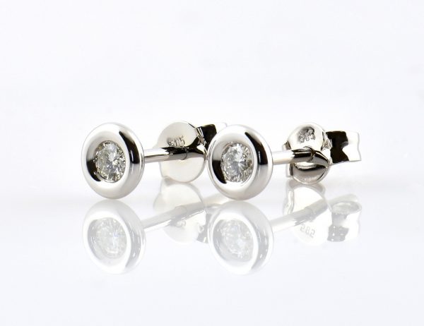 Solitär Brillant Ohrstecker Ohrringe 585 14 K Weißgold, 2 Diamanten zus. 0,18 ct