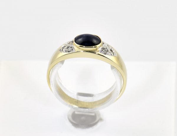 Saphir Diamant Ring 333/000 8 K Gelbgold 6 Diamanten zus. 0,05 ct