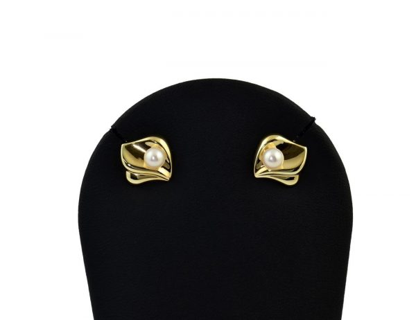 Boucles d'oreilles en perle Akoya, 585/000, or jaune 14 carats, boucles d'oreilles à tige