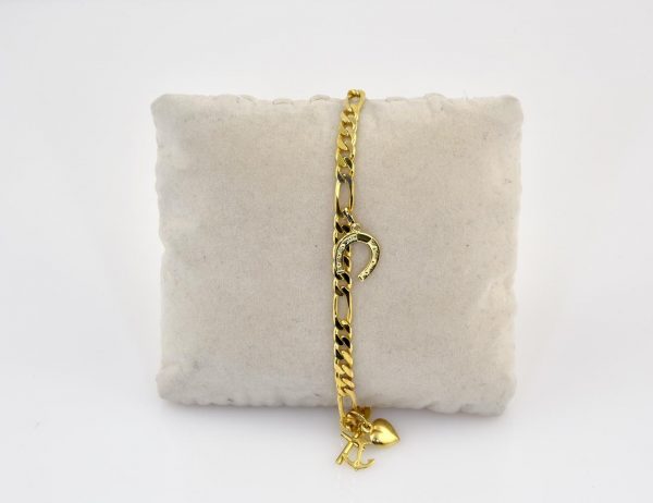 Armband Figaro mit Glücksanhänger 333/000 8 K Gelbgold 21 cm lang