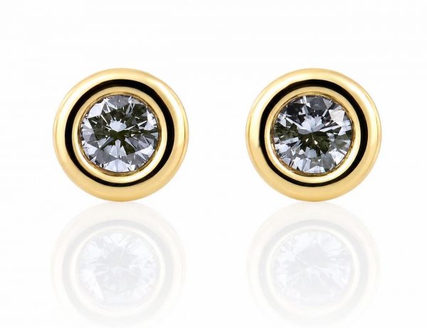 Solitär Brillant Ohrstecker Ohrringe 585 14 K Gelbgold, 2 Diamanten zus. 0,17 ct