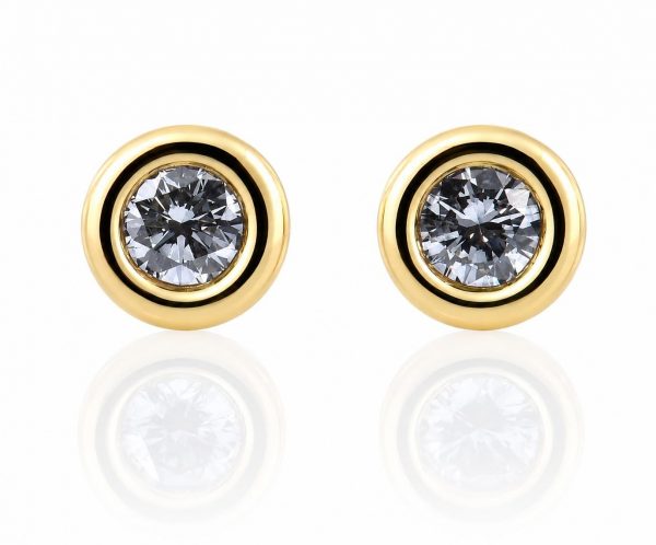 Solitär Brillant Ohrstecker Ohrringe 585 14 K Gelbgold, 2 Diamanten zus. 0,16 ct