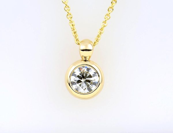 Diamant Solitär Anhänger mit Kette  585/000 14 K Gelbgold 1 Brillant  0,45 ct