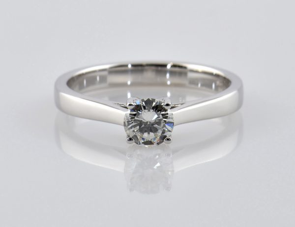 Solitär Diamant Ring 585/000 14 K Weißgold 1 Brillant  0,55 ct