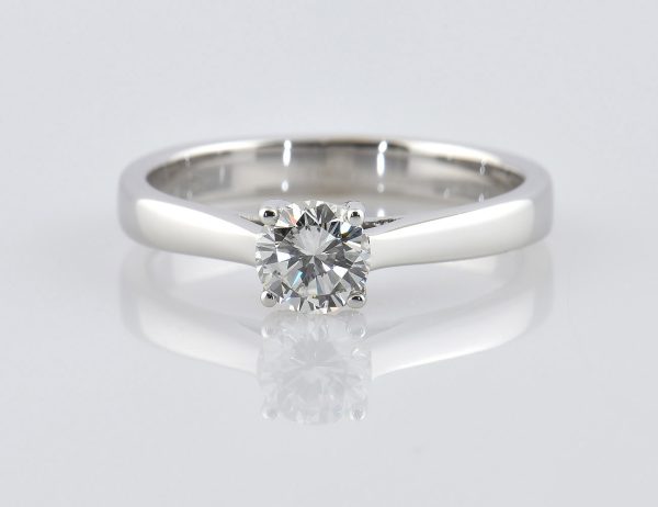 Solitär Diamant Ring 585/000 14 K Weißgold 1 Brillant  0,58 ct
