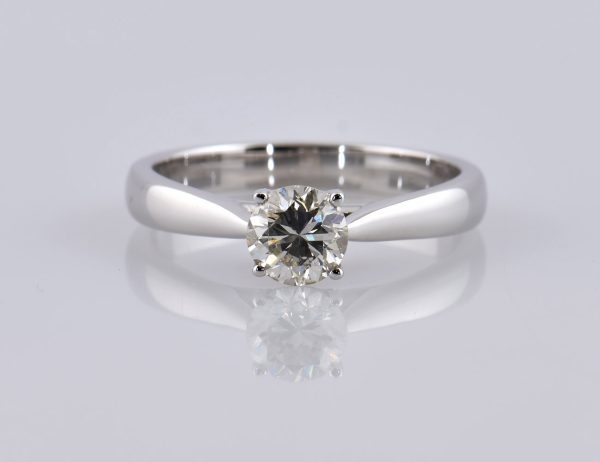 Solitär Diamant Ring 585/000 14 K Weißgold 1 Brillant  0,76 ct