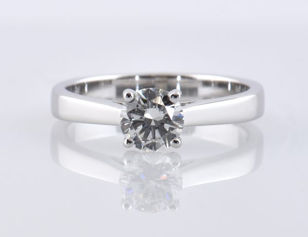 Solitär Diamant Ring 585/000 14 K Weißgold 1 Brillant  0,77 ct