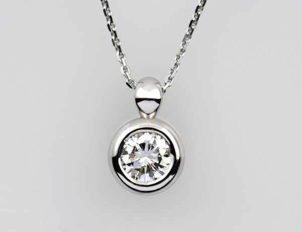 Diamant Solitär Anhänger mit Kette  585/000 14 K Weißgold 1 Brillant  0,80 ct