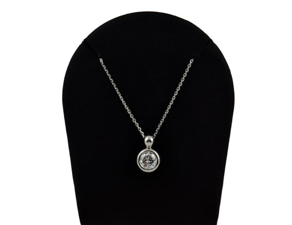 Diamant Solitär Anhänger mit Kette  585/000 14 K Weißgold 1 Brillant  0,80 ct