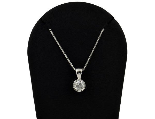Diamant Solitär Anhänger mit Kette  585/000 14 K Weißgold 1 Brillant  0,93 ct