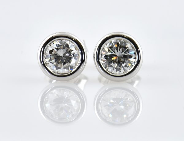 Solitär Brillant Ohrstecker Ohrringe 585 14 K Weißgold, 2 Diamanten zus. 0,88 ct