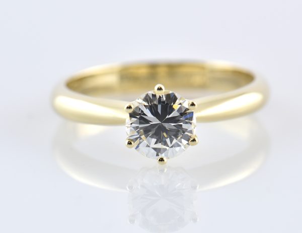 Solitär Diamant Ring 585/000 14 K Gelbgold 1 Brillant  1,00 ct