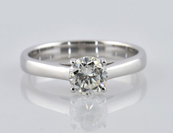 Solitär Diamant Ring 585/000 14 K Weißgold 1 Brillant  1,02 ct
