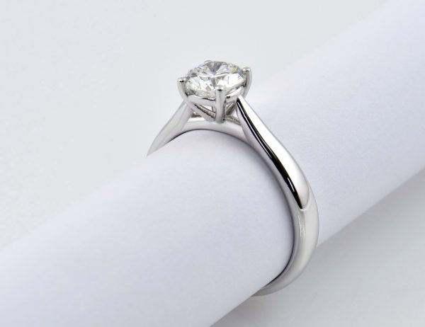 Solitär Diamant Ring 585/000 14 K Weißgold 1 Brillant  1,02 ct