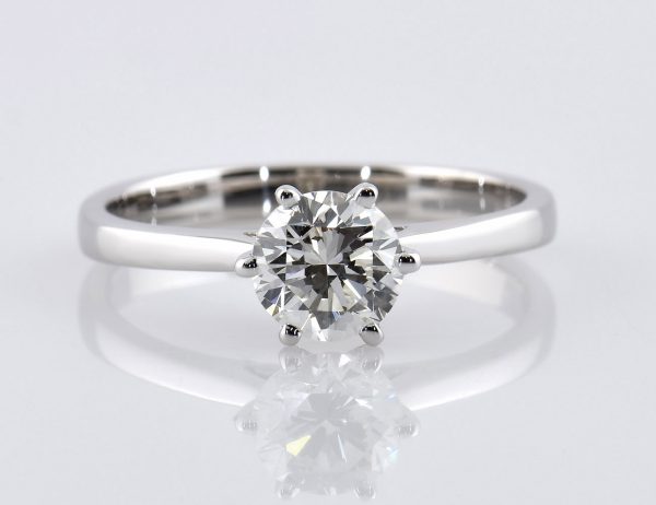 Solitär Diamant Ring 585/000 14 K Weißgold 1 Brillant  1,07 ct