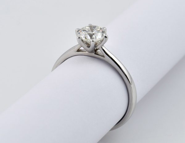 Solitär Diamant Ring 585/000 14 K Weißgold 1 Brillant  1,07 ct