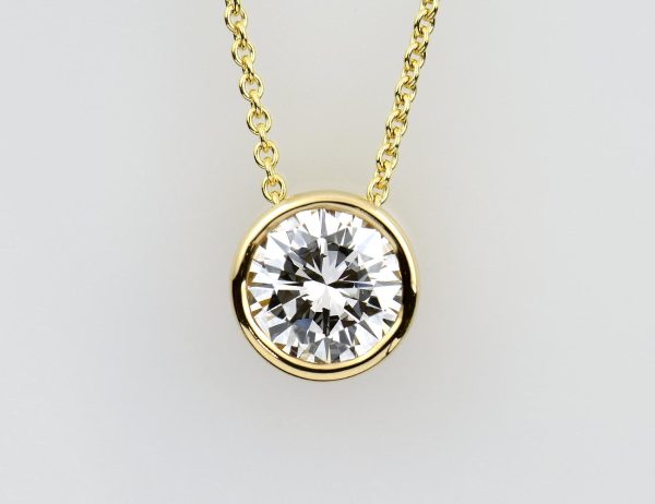 Diamant Solitär Anhänger mit Kette  585/000 14 K Gelbgold 1 Brillant  1,13 ct