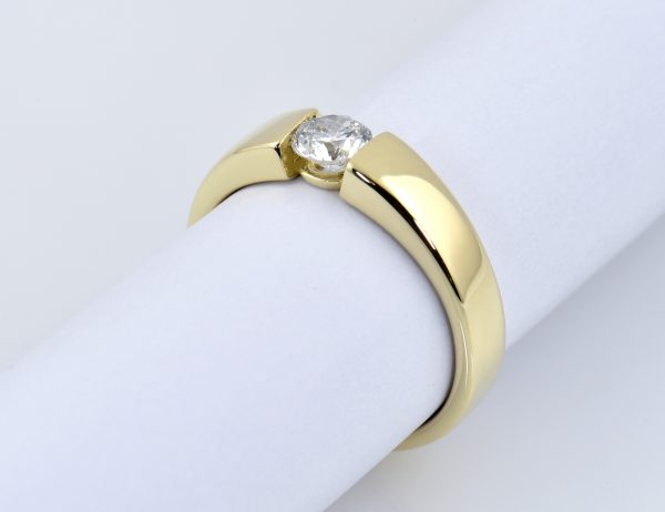Solitär Diamant Ring 585/000 14 K Gelbgold 1 Brillant  0,46 ct