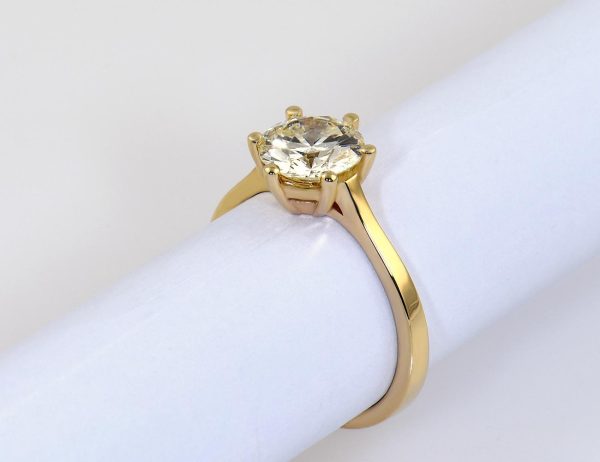 Solitär Diamant Ring 585/000 14 K Gelbgold 1 Brillant  1,60 ct