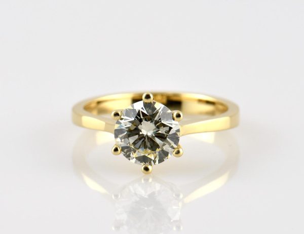 Solitär Diamant Ring 585/000 14 K Gelbgold 1 Brillant  1,60 ct