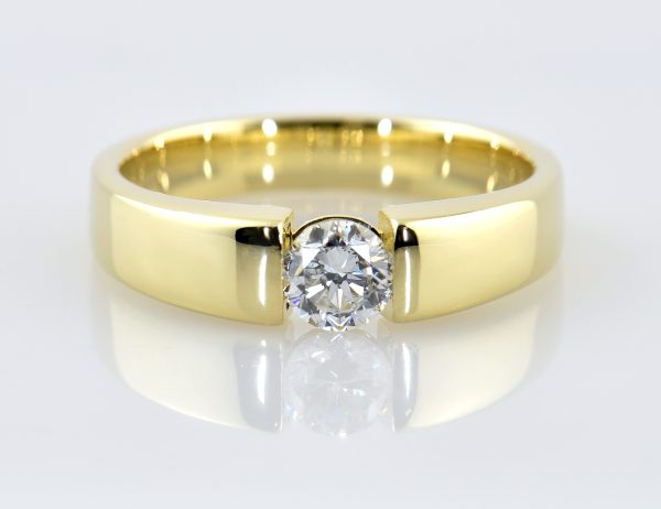 Solitär Diamant Ring 585/000 14 K Gelbgold 1 Brillant  0,46 ct