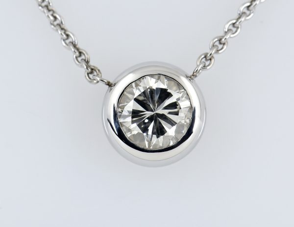 Diamant Solitär Anhänger mit Kette  585/000 14 K Weißgold 1 Brillant  0,45 ct