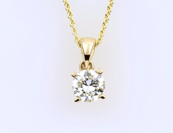 Diamant Solitär Anhänger mit Kette  585/000 14 K Gelbgold 1 Brillant  0,83 ct