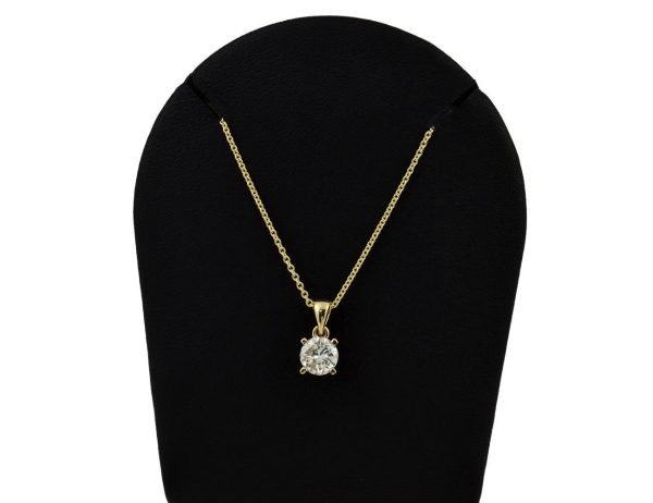 Diamant Solitär Anhänger mit Kette  585/000 14 K Gelbgold 1 Brillant  0,83 ct