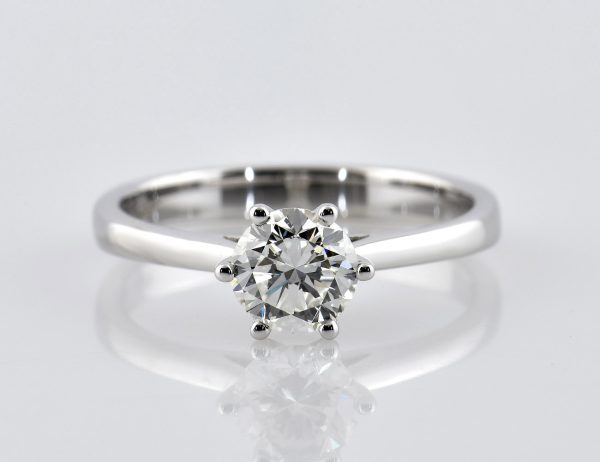 Solitär Diamant Ring 585/000 14 K Weißgold 1 Brillant  1,04 ct