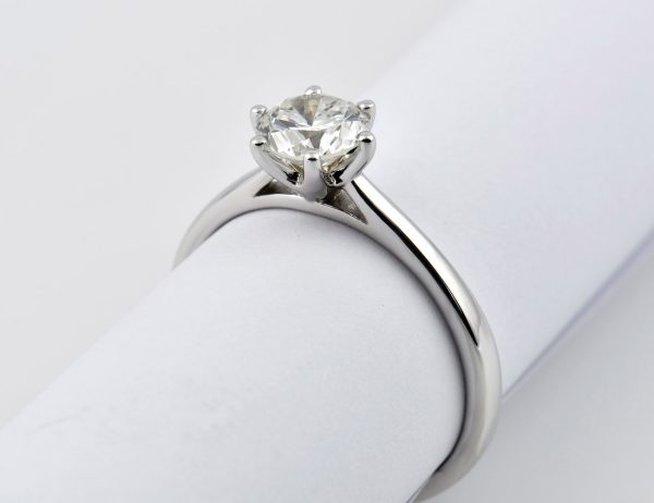 Solitär Diamant Ring 585/000 14 K Weißgold 1 Brillant  1,04 ct