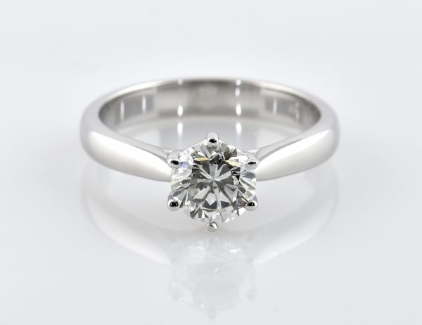 Solitär Diamant Ring 585/000 14 K Weißgold 1 Brillant  1,13 ct