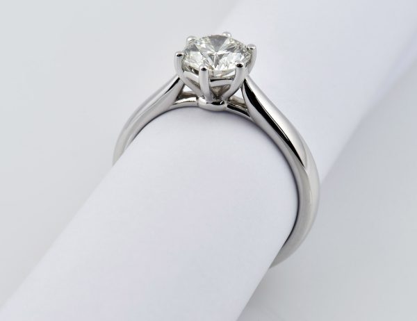 Solitär Diamant Ring 585/000 14 K Weißgold 1 Brillant  1,13 ct