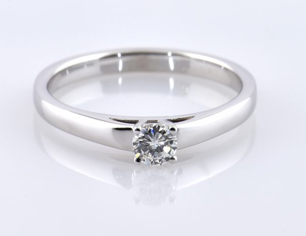 Solitär Diamant Ring 585/000 14 K Weißgold 1 Brillant  0,24 ct