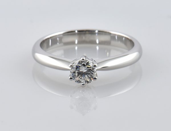 Solitär Diamant Ring 585/000 14 K Weißgold 1 Brillant  0,46 ct