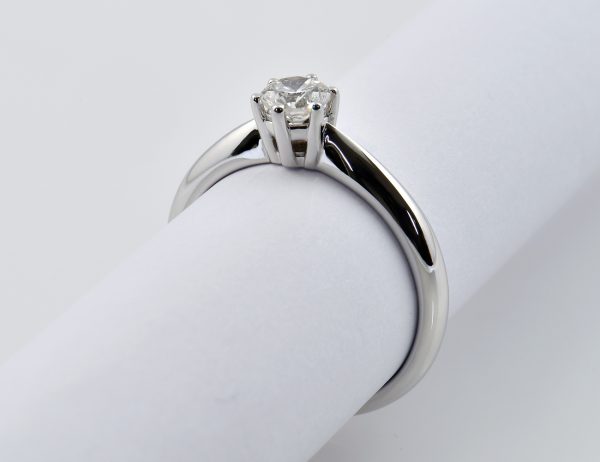 Solitär Diamant Ring 585/000 14 K Weißgold 1 Brillant  0,46 ct