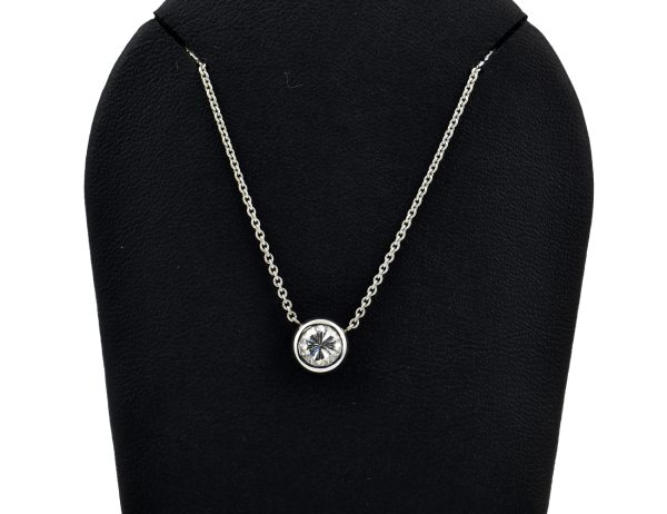 Diamant Solitär Anhänger mit Kette  585/000 14 K Weißgold 1 Brillant  0,45 ct