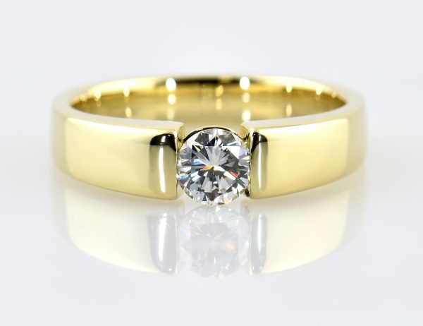 Solitär Diamant Ring 585/000 14 K Gelbgold 1 Brillant  0,46 ct