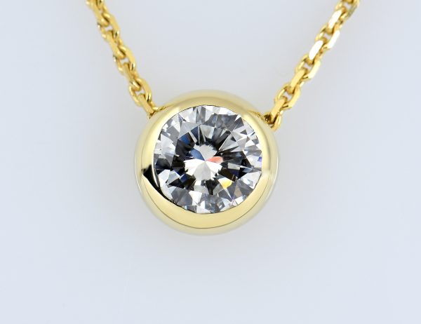 Diamant Solitär Anhänger mit Kette  585/000 14 K Gelbgold 1 Brillant  0,57 ct